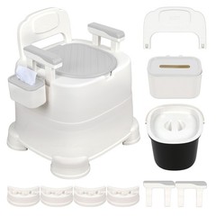 Portable Commode Chair with Removable Armrest, Bedside Commode Chair 220lbs