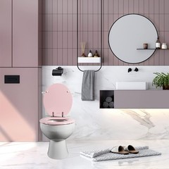 Pink Round Toilet Seat Natural Wood with Zinc Alloy Round,