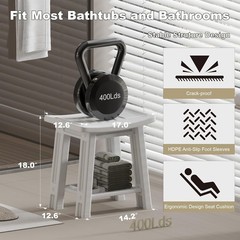 Shower Chair for Inside Shower, 400 lbs Shower Stool with Anti-Slip Foot Covers