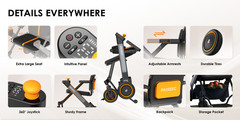 Paiseec 2-in-1 42Lb Foldable Electric Wheelchair 300Lb Intelligent All Terrain