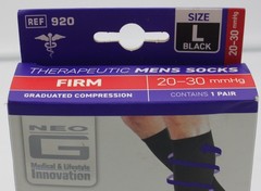 Neo G Graduated Compression Therapeutic Socks Mens L MGC Black 20-30 mmHg Firm