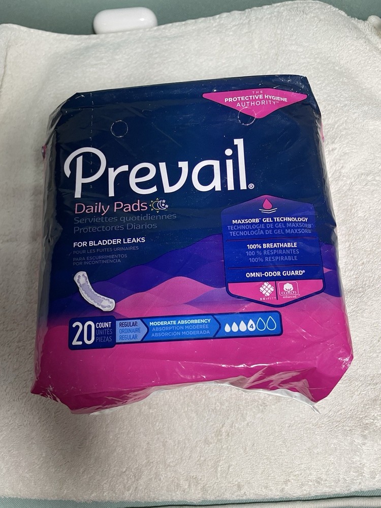 Prevail Daily Pads for Bladder Leaks – Lot Of 12 – total 240 Pads