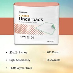 McKesson Lite Underpad, 23“ X 24“, Light Absorbency, Case of 200