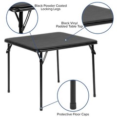 Flash Furniture Mindy Folding Kids Table Vinyl Padded Top Childrens Square