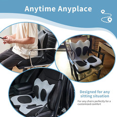 Ergonomic Back and Seat Cushions, Lumbar Support with Detachable Cover, for Back