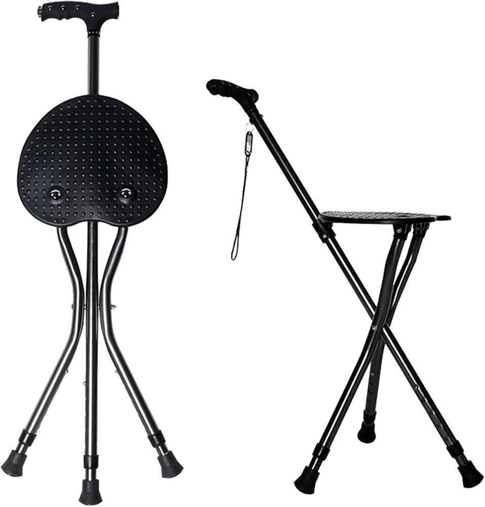 Hold 440 Lbs Folding Canes with Seat Walking Stick Height Adjustment Cane Seat C