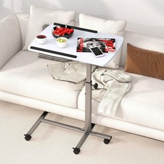 Giantex Overbed Table Wheels Medical Adjustable Bedside Table Mobile Standing