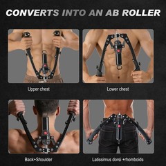 Adjustable 22-440lbs 3-in-1 Hydraulic Arm & Chest Trainer + Ab Roller Home Gym