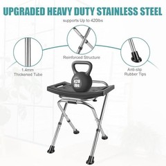 Height Adjustable Folding Shower Chair Seat, Stainless Steel Small Shower