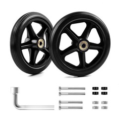 Royitay 2 Pack 6 Inch Rubber Wheelchair Wheels Replacement 6 inches, Black