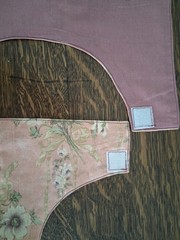 White Flowers & Dark Pink, Adult Bib, Handmade , 35 1/2” by 21 ½”, reversible
