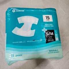 Sunkiss Incontinence Briefs Unisex S/M Teal Maximum Absorbency Adhesive Tab 15ct