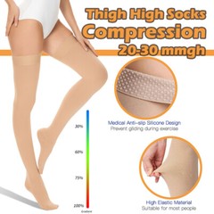 20-30 mmHg Thigh High Compression Socks Women Men DVT Medical Stockings Varicose