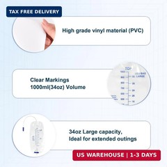 5 Pack Urinary Drainage Bag 1000ml/cc Catheter Leg Bag, Anti-Reflux Valve, Easy