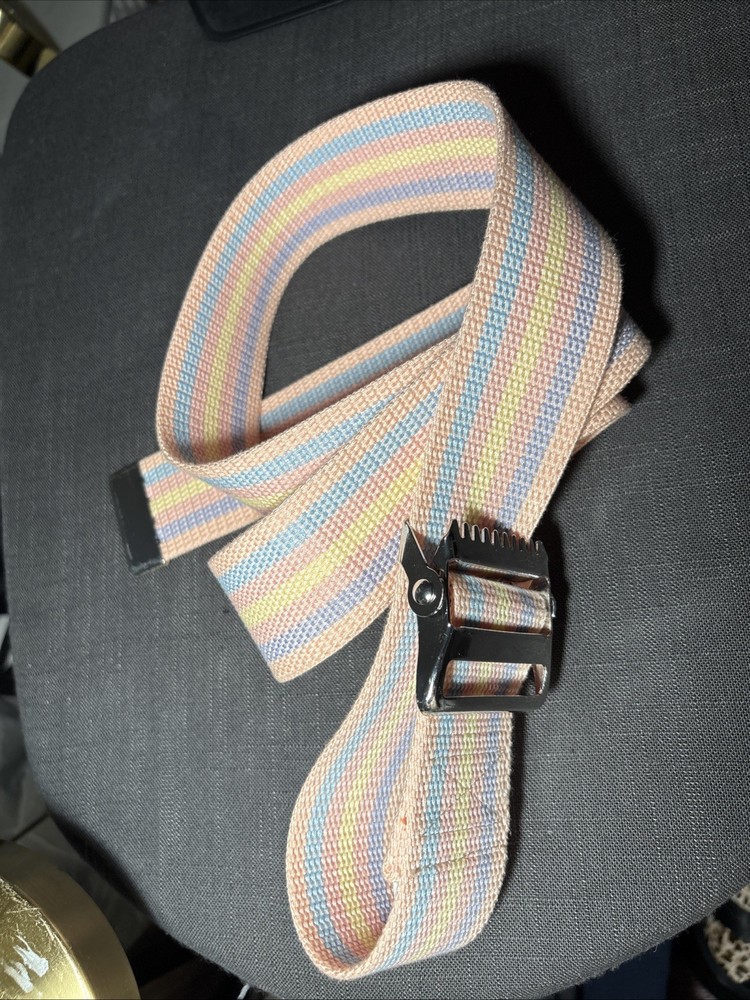 Gait Belt Belt Pink Yellow Blue Pastel Color Silver Hardware 4FT Length 2″ Wide
