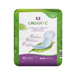 Organyc Organic Cotton Incontinence Pads, Odor Control, 64 Count