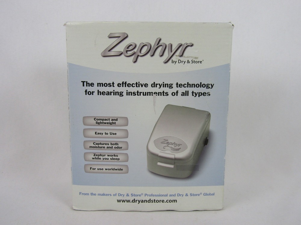 Zephyr By Dry & Store Hearing Aid Dryer-Model ZTR-Silver-Original Box-EUC