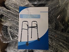 Careboda Portable Lightweight Folding Walker w 5″ Fixed Wheels Adjustable Height