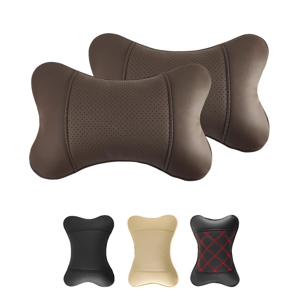 Car Neck Pillow 7×11 Inches PU Leather 3.2″ Thick – Ergonomic Headrest for Pain