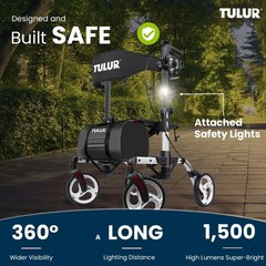 TULUR All Terrain Rollator Walker for Seniors w/Seat 8″ Wheels – SILVER 400 LBS