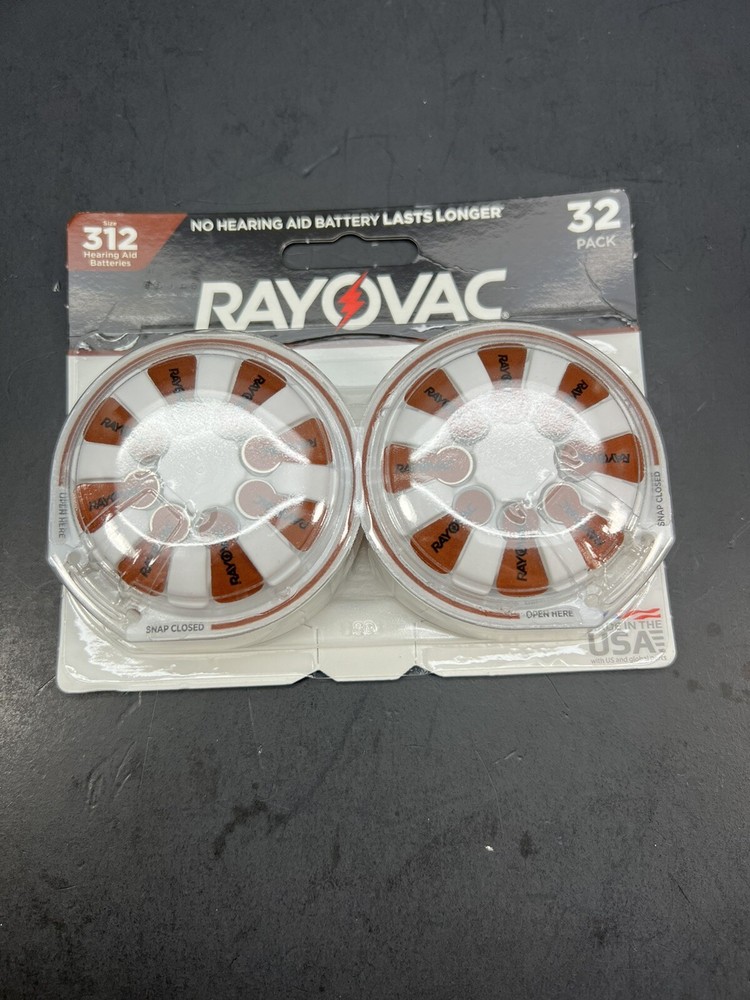 Rayovac 312 Hearing Aid Batteries 32 Count Made in the USA | Best Before 09/2025