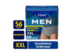 TENA Men Adult Incontinence Underwear Maximum, XXLarge, 56 count (55in-66in)