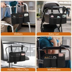 Waterproof Wheelchair Side Bag with Cup Holder for Walkers Rollators Wheelchairs