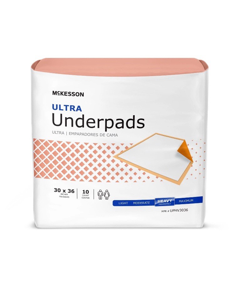 McKesson Ultra Underpads 30 X 36 Inch Fluff Polymer Heavy Absorbency Case of 300