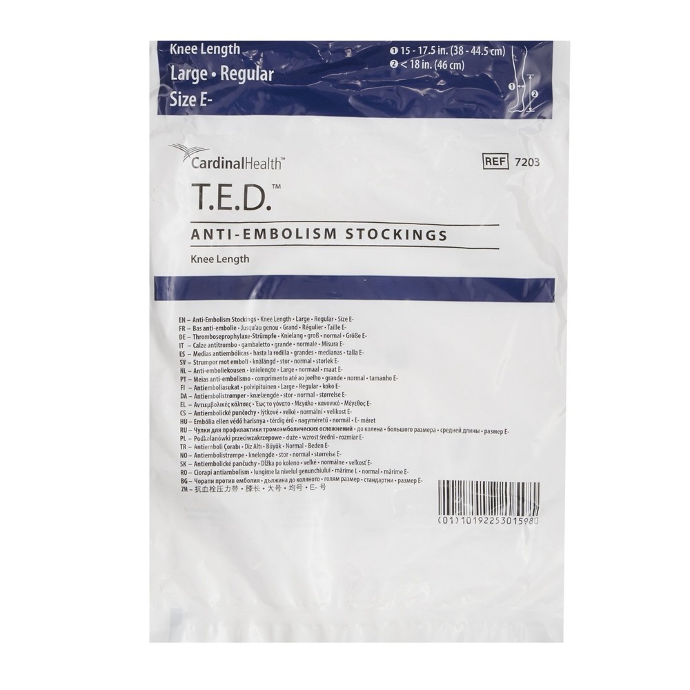 T.E.D. ANTI-EMBOLISM STOCKINGS, KNEE HIGH CARDINAL HEALTH (Large) SIZE E 7203