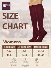 Women’s Soft Combed Cotton Knee High Long Calf Dress Medium-Large Burgundy