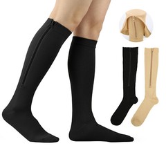 3x Zip-Up Compression Socks 20-30 mmHg Closed Toe With Zipper Pain Relief Unisex