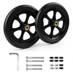 2 Pcs 8 Inch Walker Wheels Replacement Solid Wheelchair Front Wheels,Anti-Sli…