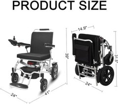 Foldable Aluminum Electric Wheelchair Max 300lbs,12AH Battery with Dual Motor