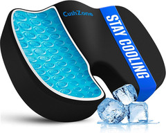 Cooling Gel Memory Foam Seat Cushion Black Large U-Shape Sciatica Pain Relief
