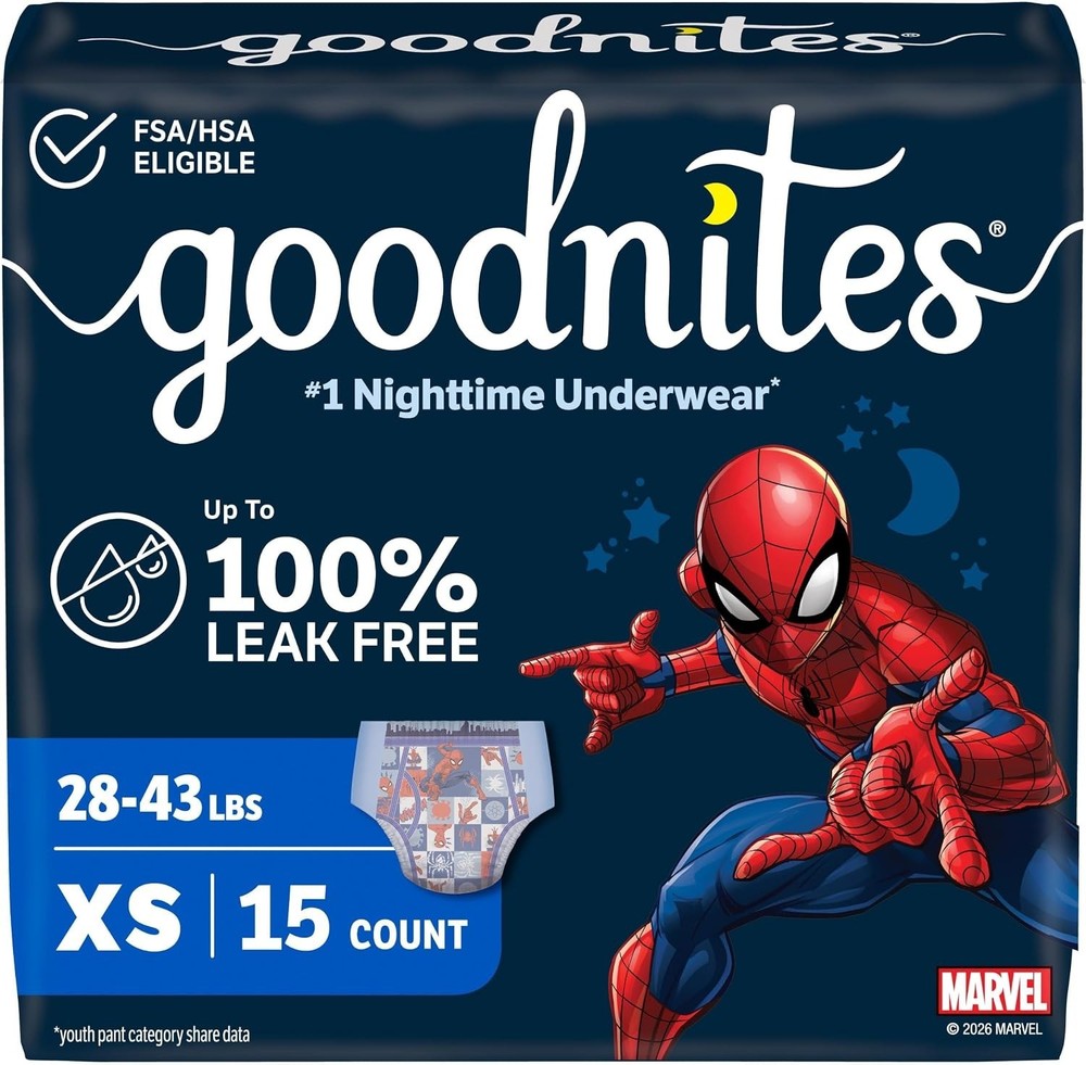 Goodnites Boys Nighttime Bedwetting Underwear, Sizes XS, S/M, L, XL, XXL