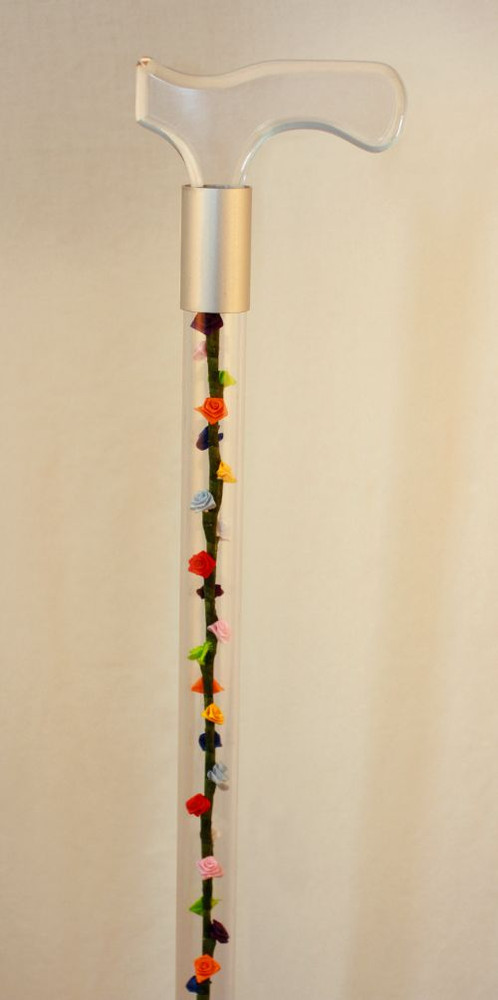 Walking cane acrylic colorful rose flowers lucite elegant designer changeable