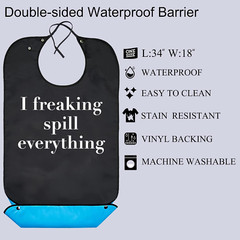 Funny Adult Bibs for Men Washable Waterproof Adult Bib for Eating with Crumb Cat