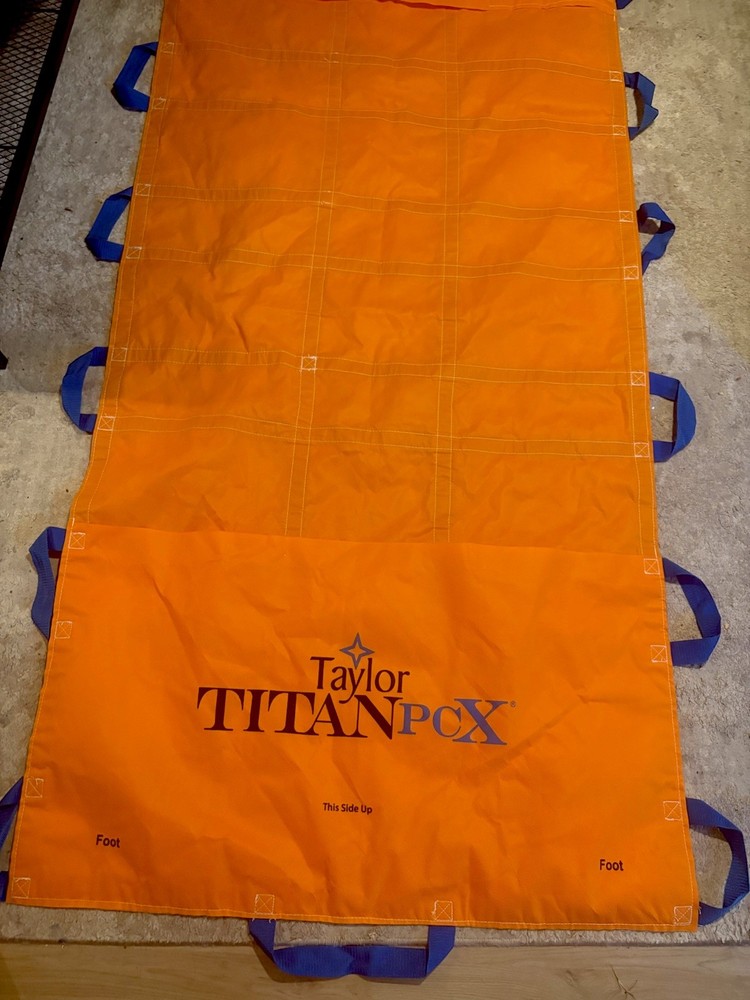Taylor Titan PCX Reusable Patient Lift Transfer Sheet Orange Blue Handles