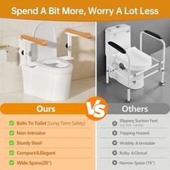 Simple Project 15.7″ Toilet Safety Rails for Seniors, Flipped 90Adjust Heigh Toi