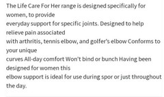 Mueller Life Care Women’s Elbow Support Brace Pain Relief Latex Free Size Large