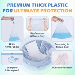 150 Pack Commode Liners with Absorbent Padsï¼Œ150 Disposable Commode Bags and 1