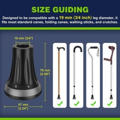 Heavy Duty Cane Tips 3/4 Inch (2-Pack) – Anti-Slip Rubber Feet for All Terrain S