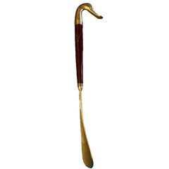 Vintage Brass Duck Head Shoehorn Wooden Handle MCM 1960s Mallard Decorative