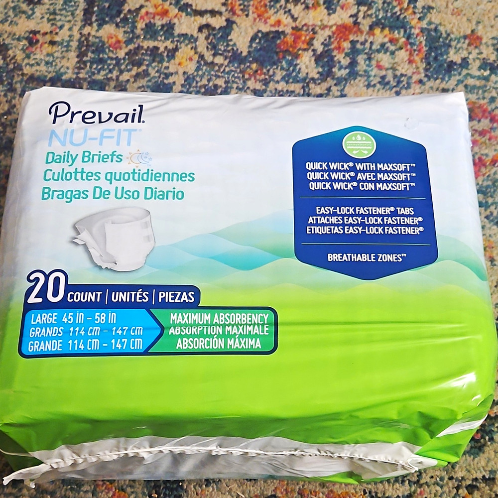 Prevail NU-FIT Daily Briefs Large 45-58 in Maximum Absorbency, Breathable