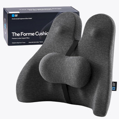 Lumbar Support Pillow – Memory Foam Back Cushion for Office & Car, Dark Grey