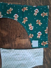 Gingebread/tiny flowers Adult Bib, Handmade , 35 1/2” by 21 ½”, reversible