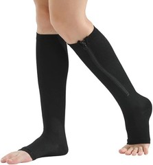 Nylon Zipper Compression Socks Support Graduated Stockings Mens Womens Black