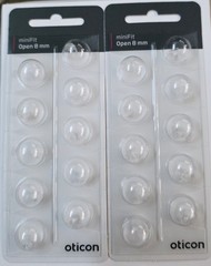 Brand New 2 Pack Oticon miniFit 8mm Open Domes For Hearing Aids USA seller
