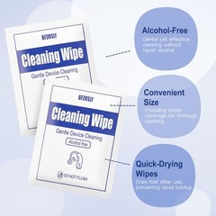 100 Pcs Hearing Aid Cleaning Wipes – Individually Wrapped Alcohol-Free Towele…