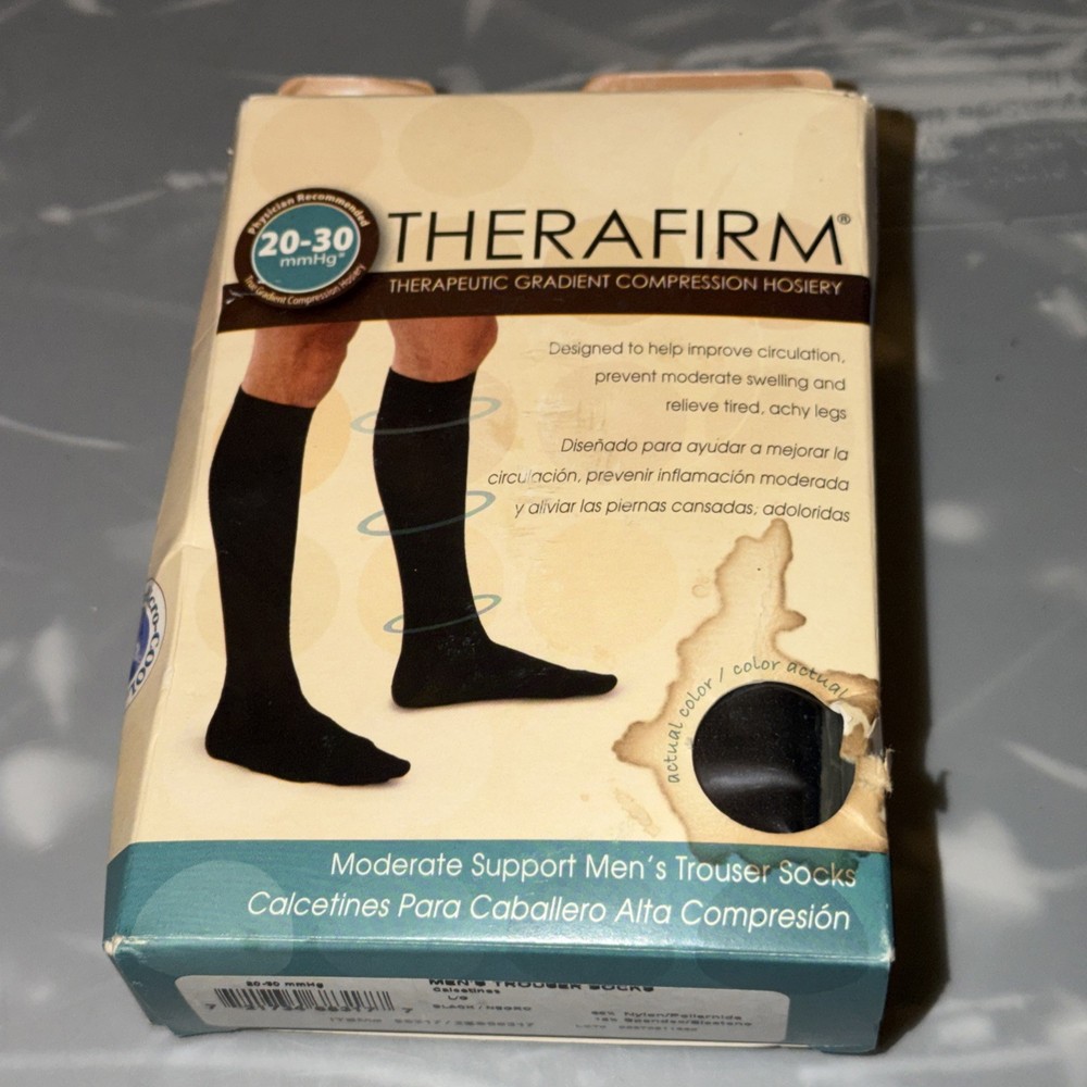 New Therafirm Gradient Compression Black Trouser Socks 15-20mmHg 68312 Large